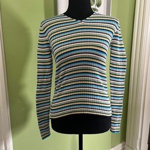 Preppy colorful ribbed knit striped top